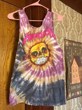 Metallica heavy metal sleeveless tie dye tee